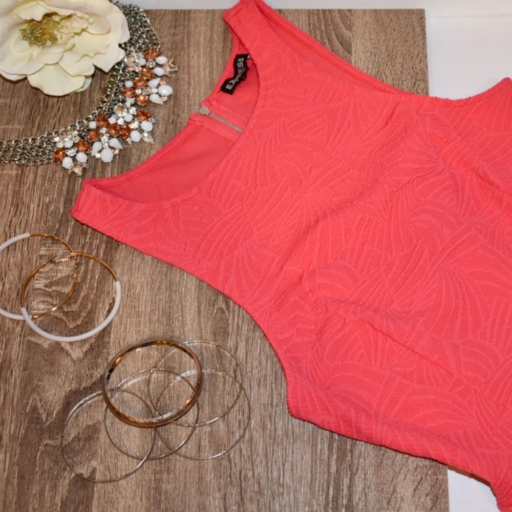 Express Coral Peplum Top Size S